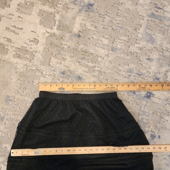 Downeast Mesh Overlay Polka Dot Lace Inset Pull On Skirt Size Small - Picture 7 of 16